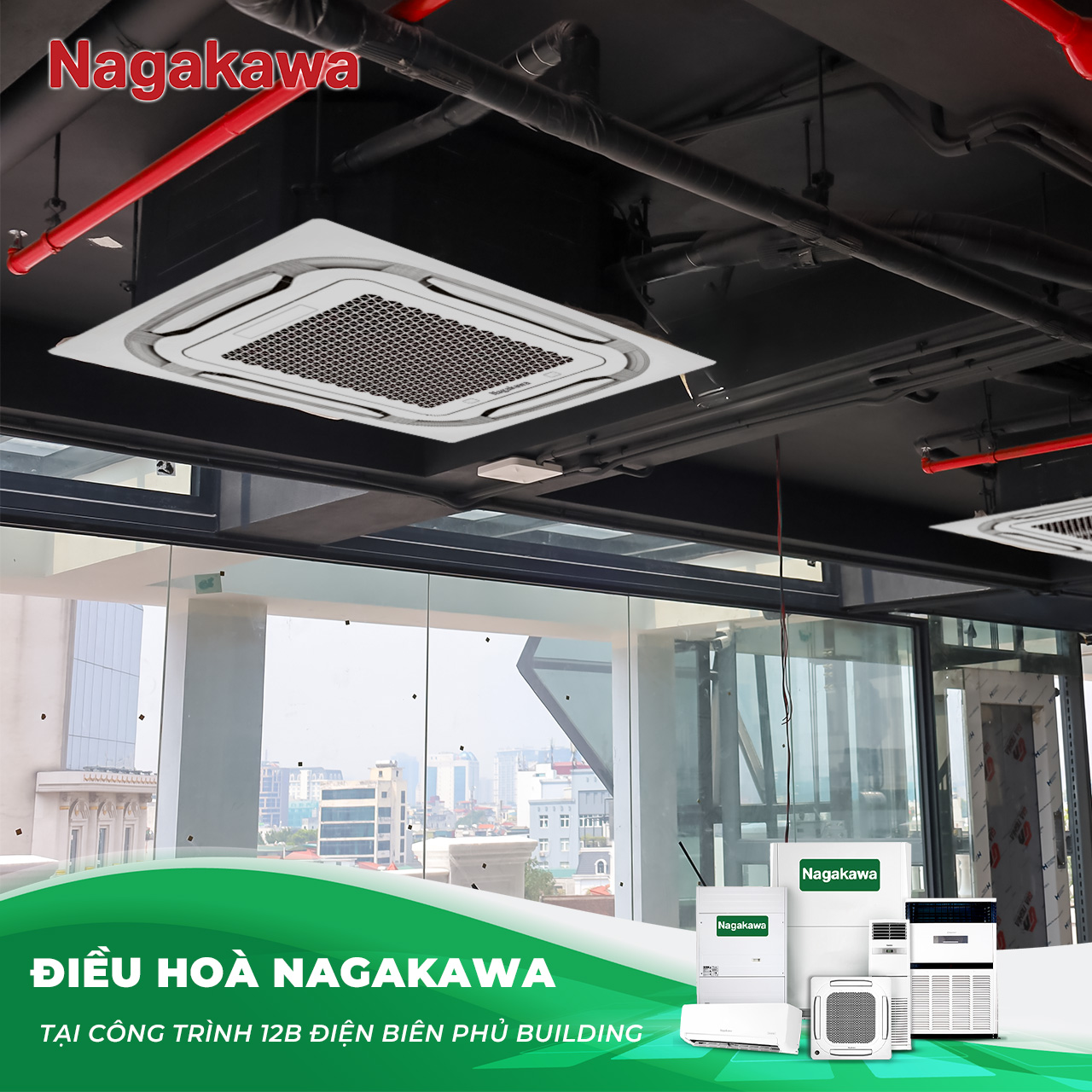 NT-C28R1T20 điều hòa âm trần Cassette Nagakawa 28000BTU 1 chiều